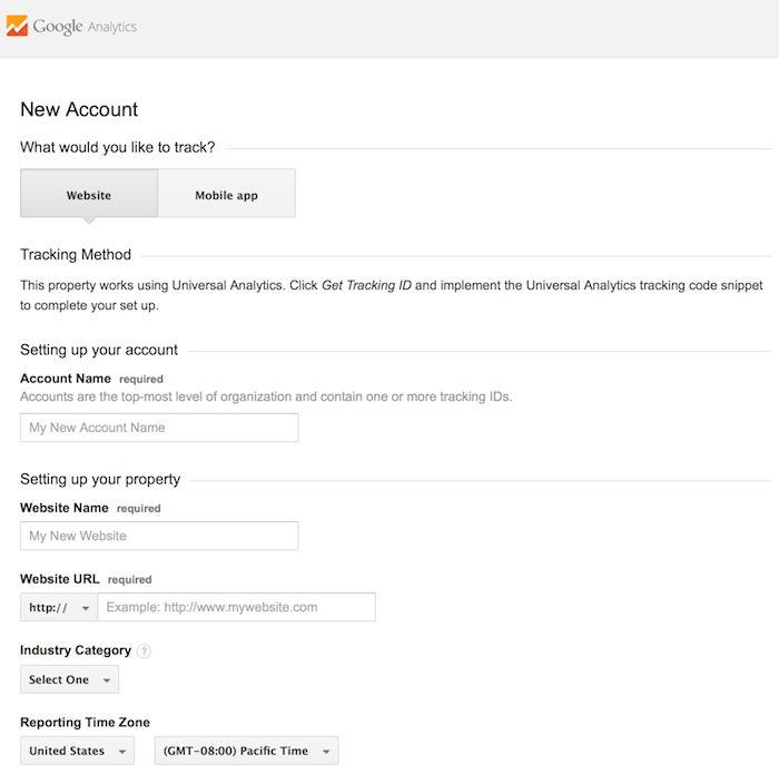 Google Analytics account setup