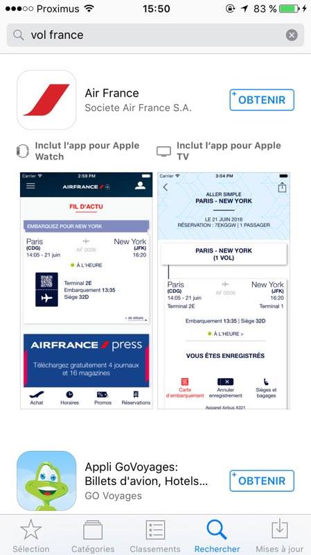 screenshot app Air France