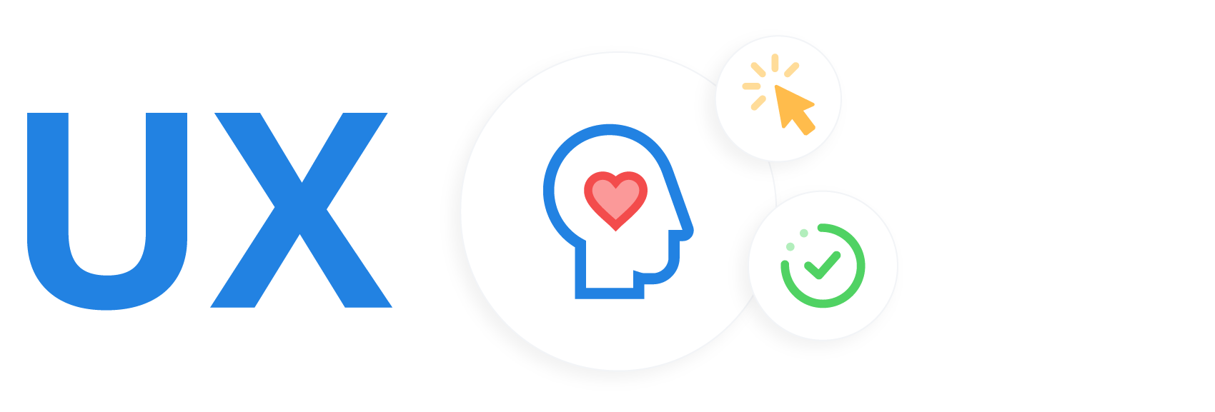 head icon with a heart insight and the User Experience initials
