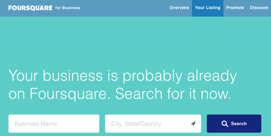 Free listing on FourSquare