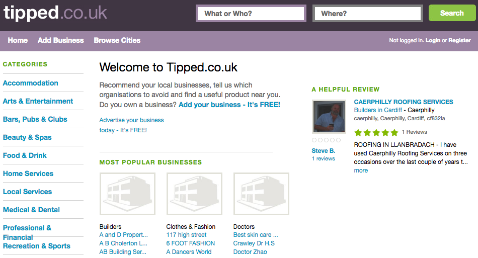 Tipped.co.uk for Free UK Business Listings and Local Reviews