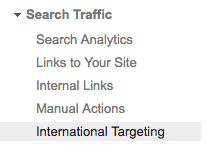 International Targeting on Google Search Console