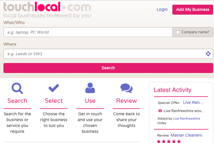 Touch Local UK Business listing and local review site