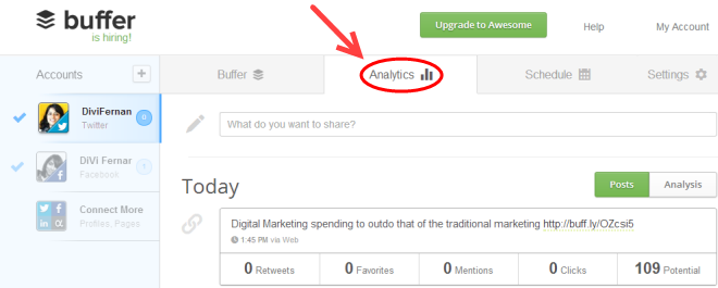 Buffer analytics dashboard