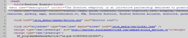 Source Code View Of Meta Description Of Sample Site From Search Snippet Screenshot Above