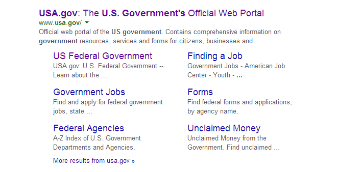 Title tag in Google site links