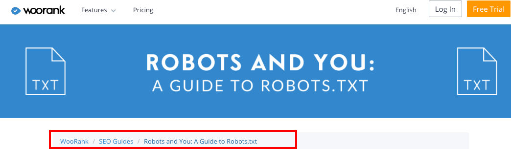 Basic breadcrumb trail navigation