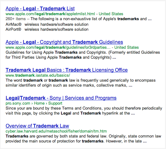 First-Page Search Results Demonstrating Clean URLs