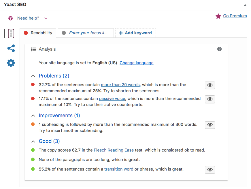 Yoast SEO article optimization