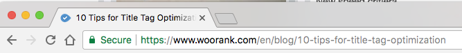 Title tag in a Google Chrome browser tab