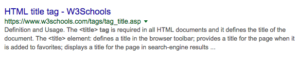 Title tag displayed in Google search results