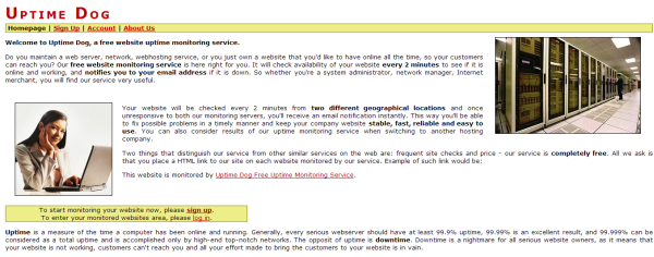 UptimeDog free uptime monitoring service