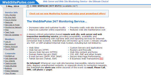 WebsitePulse free uptime monitoring tool
