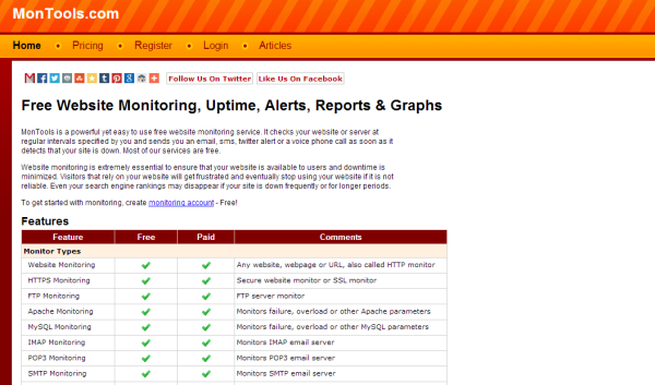 montools free uptime monitoring tool