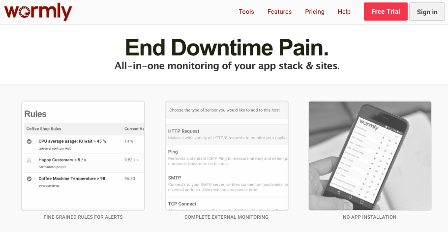 Wormly uptime monitoring tool
