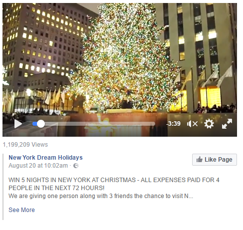 New York Dream Holidays Facebook Competition