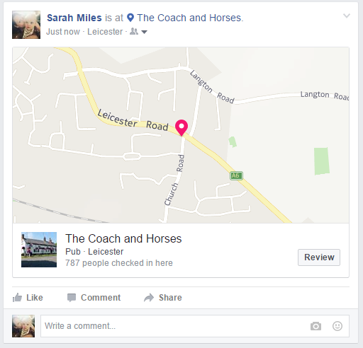 Check-in Function on Facebook