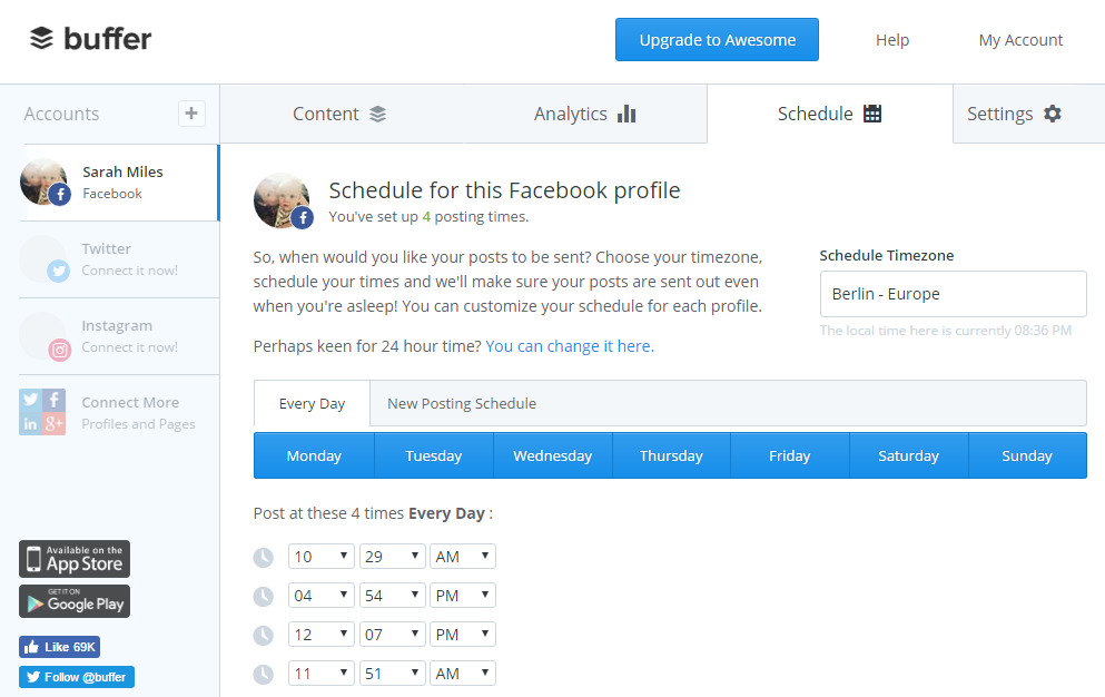 Buffer Dashboard, Scheduling Feature