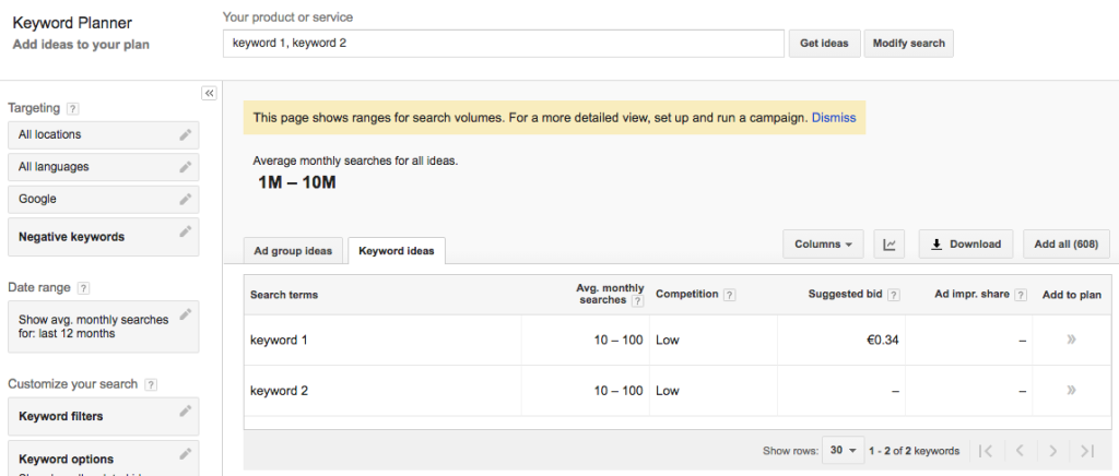 AdWords Keyword Planner throttling