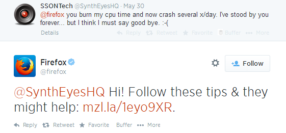 Firefox Handles Negative Comments On Twitter Via @Replies