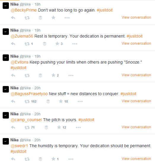 Nike Twitter Engagement With Customers