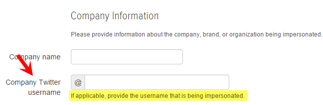 Twitter impersonation report process
