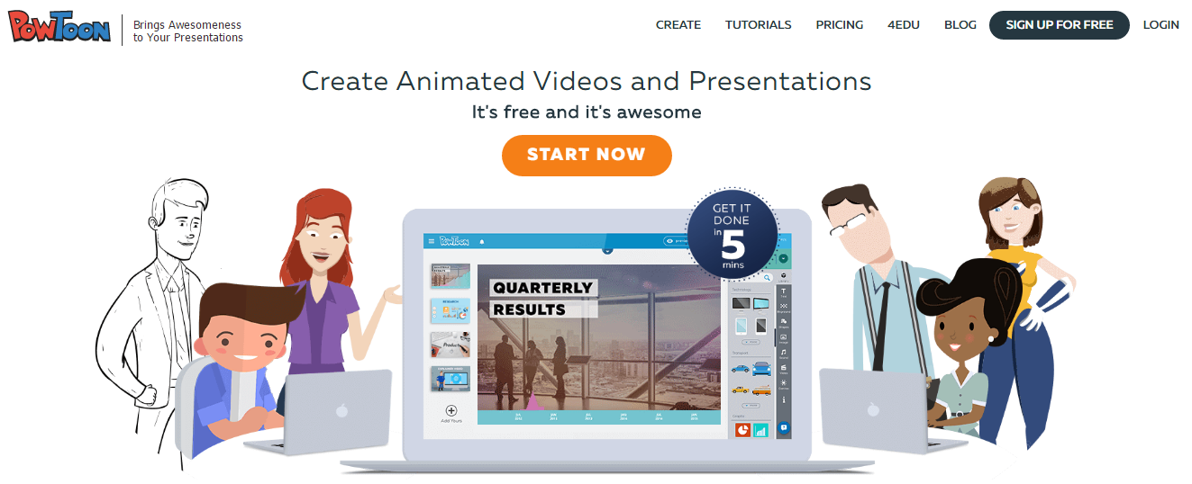 Powtoon landing page