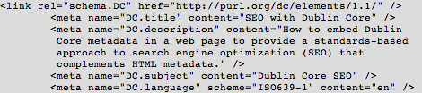 Sample XHTML Format of Dublin Core Metadata