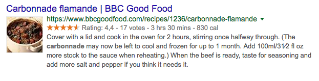 Example of a rich search snippet