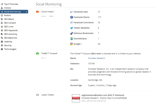 Social Monitoring - WooRank Website Review