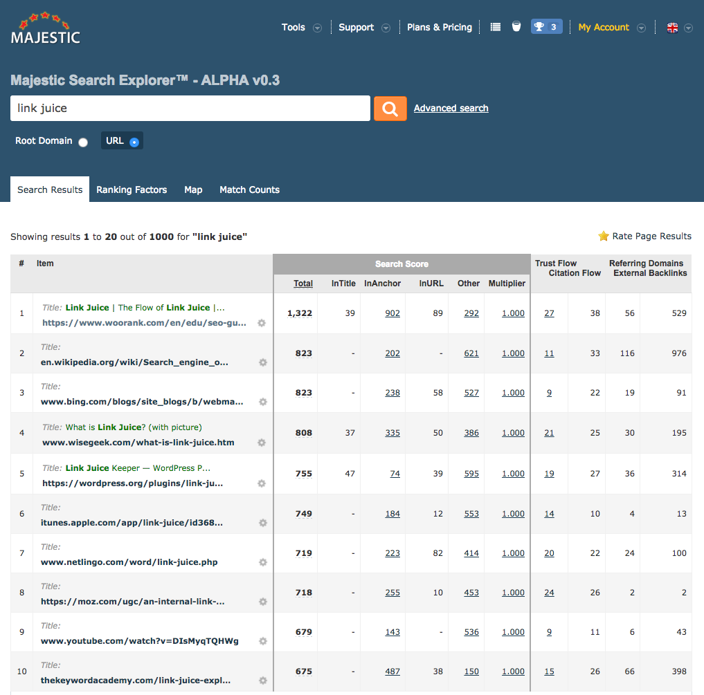 Majestic Search Explorer
