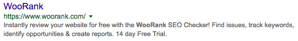 WooRank search snippet Google