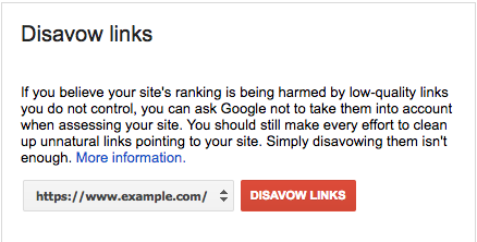 Google disavow links tool