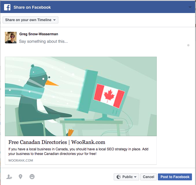 WooRank blog post shared on Facebook