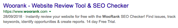 WooRank search snippet Bing