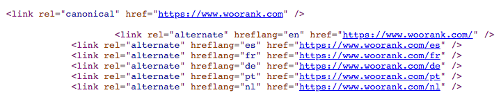WooRank hreflang tags in action