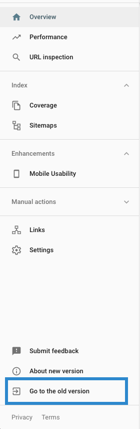 Accessing old Search Console from new Search Console
