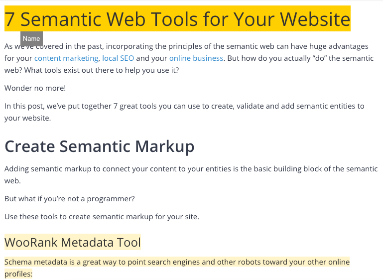 Structured Data Markup Helper highlighter