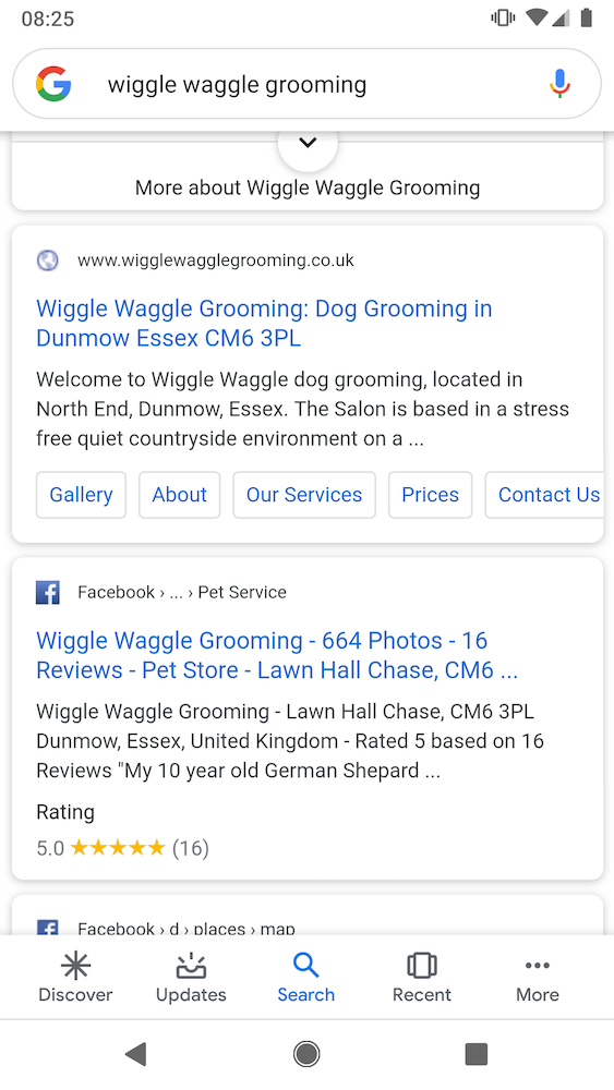 Default icon favicon in search results