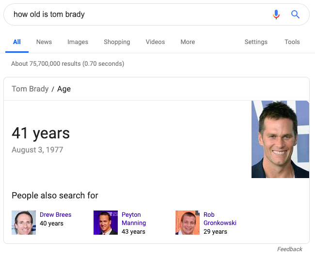 Knowledge Graph answer SERP feature