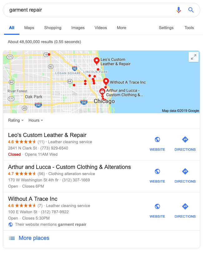 Google local pack feature