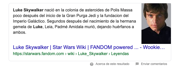 SERP de donde es Luke
