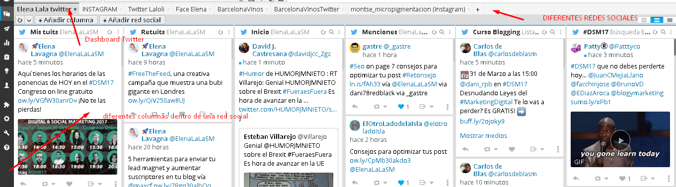 Dashboard de Hootsuite