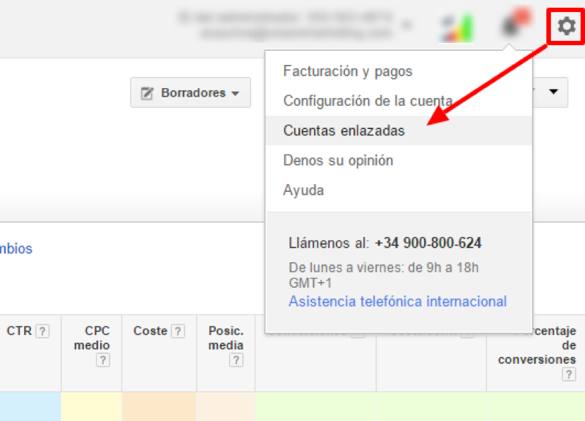 cuentas enlazadas AdWords