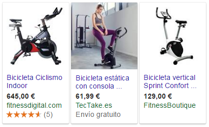 Visualización de productos de eCommerce en los resultados de búsqueda