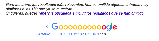 Google message at the end of search results