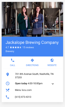 An example of a Business registered on Google My Business appearing in Search Results