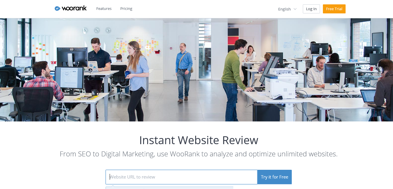 A Snapshot of the WooRank Homepage