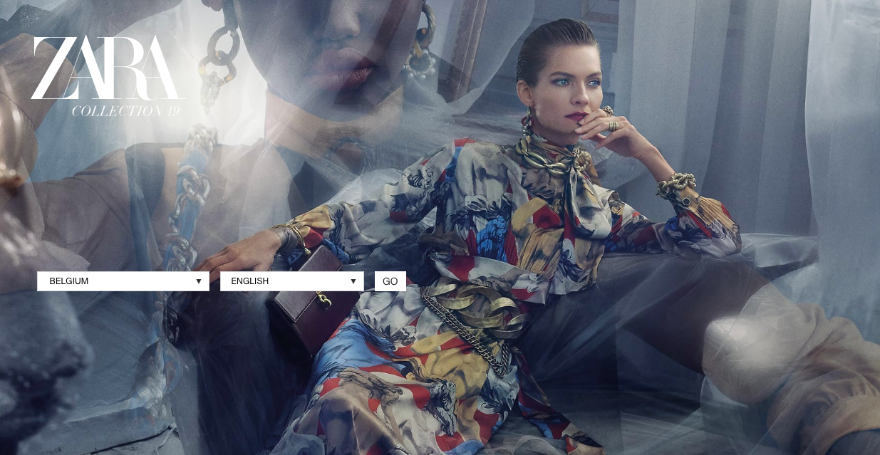 Example of Splash Page with country and language options