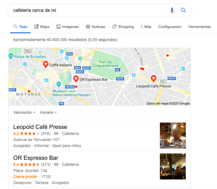 Resultados locales en SERPs